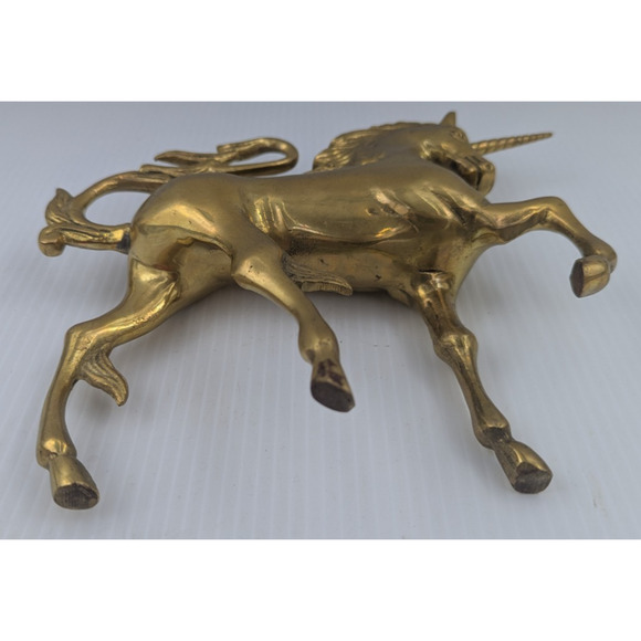 Vintage Solid Brass Mythical Unicorn Figurine Statue 3+ lbs. - Picture 7 of 11